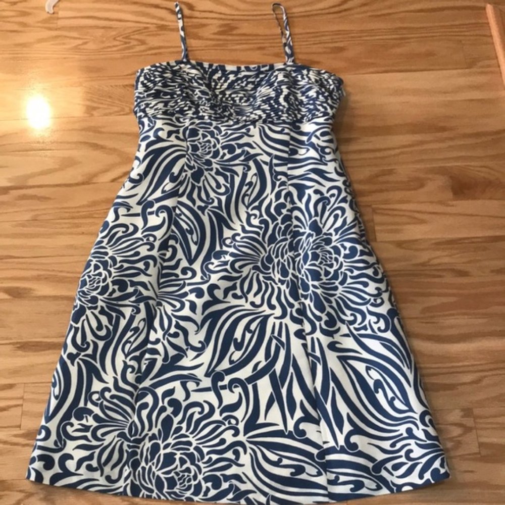 Ann Taylor White and Navy Floral Sundress
